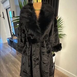 Luxurious Black Faux Fur Coat